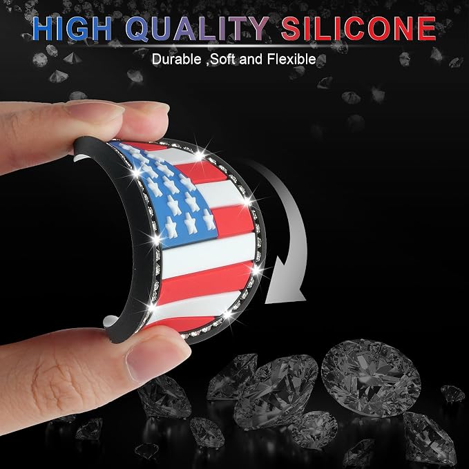 JUSTTOP Bling Car Cup Holder Coaster,4PCS American Flag Cup Holder Insert,Universal Non-Slip Cup Holders,Car Accessories Interior for Women and Man(Multicolour)