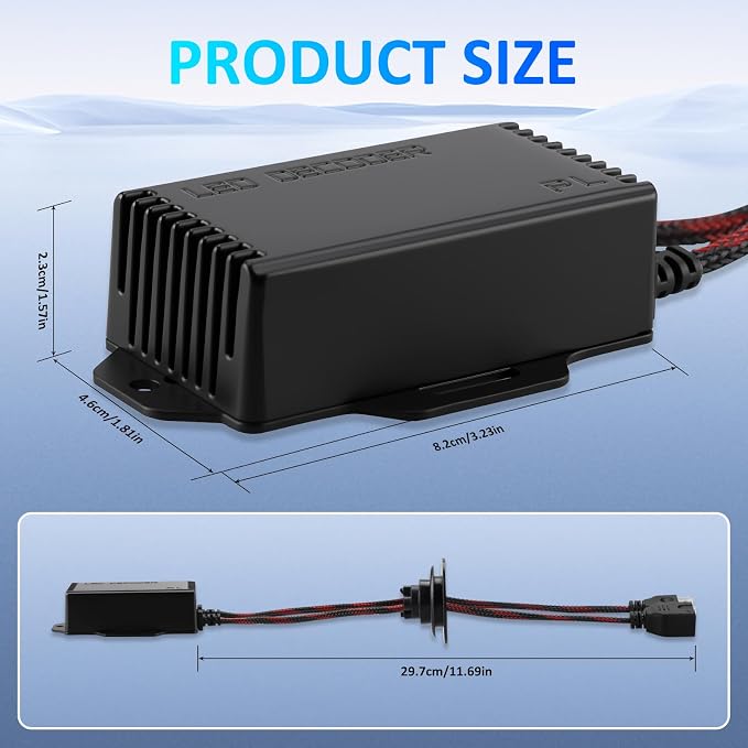 2PCS H7 LED Light Canbus Decoder: Anti Flicker Harness, Resistor Decoders Error Free, LED Warning Canceller Resistor Adapter, H7 Decoder Upgrade with Waterproof Rubber Ring