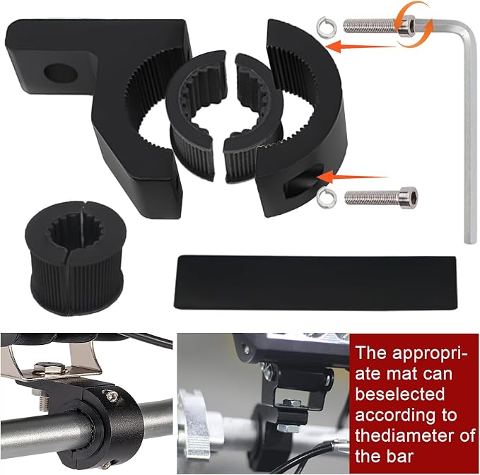 8 pcs LED Light Bar Mounting Brackets, 0.75-1.25 Inch Roll Bar Tube Clamp, Heavy Duty Aluminum Mount Kit for Off-Road Truck SUV Boat Roof Rack Work Lights, Black