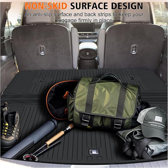 All Weather Car Floor Mats Cargo Liner with Backrest Mat for 2026 Hyundai Palisade 7&8 Seats (Only Fit Fuel), TPE Rubber Liners Full Set Automotive Mats for 2026 Hyundai Palisade Accessories
