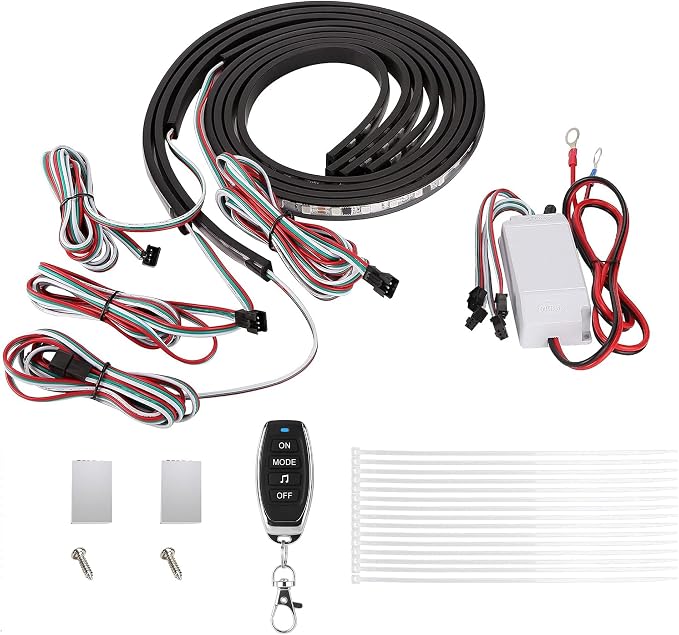 10L0L 4PCS Golf Cart Underglow LED Light Kit, Underbody RGB Strip Lights, 24-Mode Neon Accent Lighting, Music Sync, Wireless Remote, IP67 Waterproof, 12V-80V Input for EZGO Yamaha Club Car