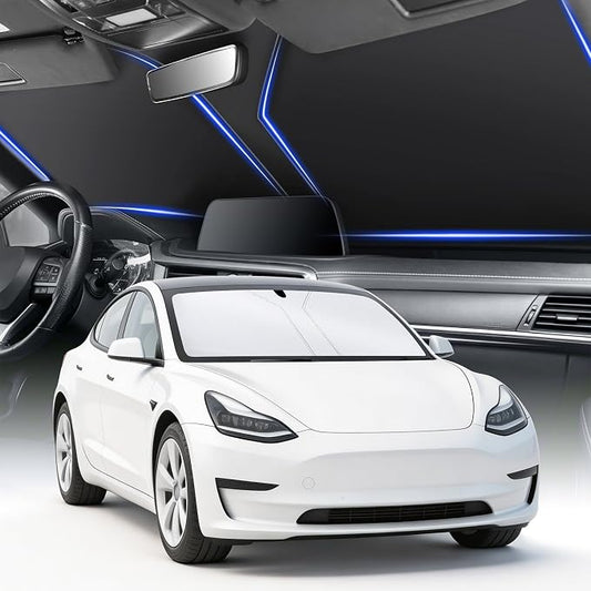 SINGARO Car Windshield Sun Shade, Foldable Reflective Sun Shade for Car Windshield, Compatible with Tesla Model Y Model 3 2016~2025