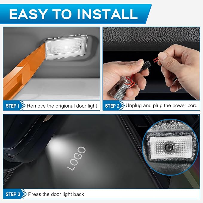 Avsty Puddle Lights for Tesla Model Y 3 X S, Upgraded No Fade Tesla Door Logo Lights (2 Pack)