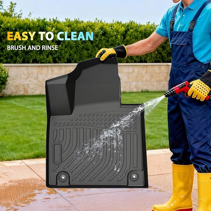Floor Mats for 2021 2022 2023 Hyundai Santa Fe (Not for Hybrid) | All Weather TPE Floor Liners Custom Fit Santa Fe Heavy Duty Car Mats 1st & 2nd Row & Trunk Mat Accessories Black