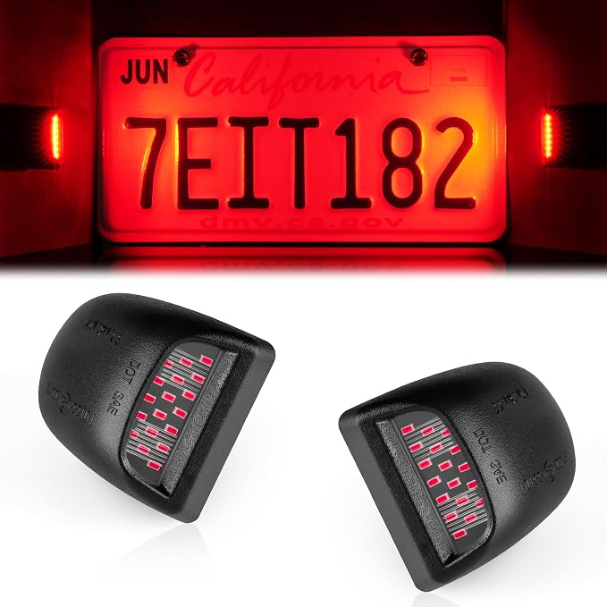 LivTee LED License Plate Light Assembly, Tag Light Fits Chevy Silverado 1500 2500 3500 1999-2013, Tahoe, Suburban, Fits GMC Sierra, Yukon XL, Cadillac Escalade, Car Accessories, Red