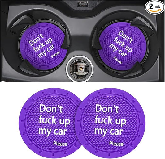 8sanlione 2 Pack Car Cup Holder Coasters, 2.75 Inch Non-Slip PVC Insert Cup Coaster, Anti-Scratch Auto Cup Mats for Women Men, Vehicle Interior Accessories for Car, SUV, Truck (D Deep Purple/2PCS)