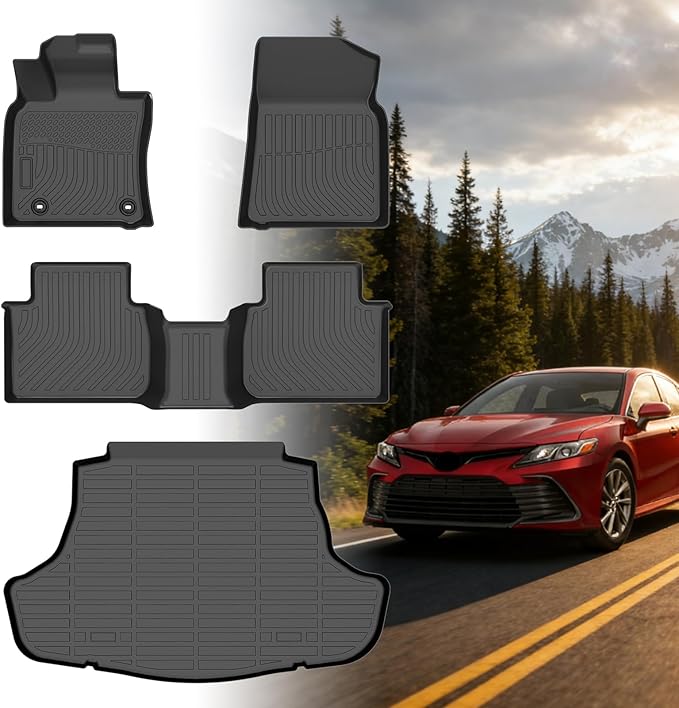 Floor Mats for Toyota Camry 2018 2019 2020 2021 2022 2023 2024(FWD ONLY) | (Non Hybrid & AWD)2022 Camry Floor Mats, 1st & 2nd Row & Cargo Liner, TPE Anti-Slip Waterproof Car Accessories