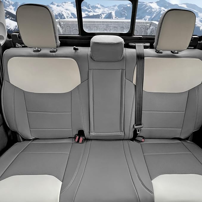 Mabett Seat Covers for Ford Maverick, Interior Protectors fit Maverick Accessories 2022 2023 2024 2025, Full Protection, PU Leather (Gray & White)