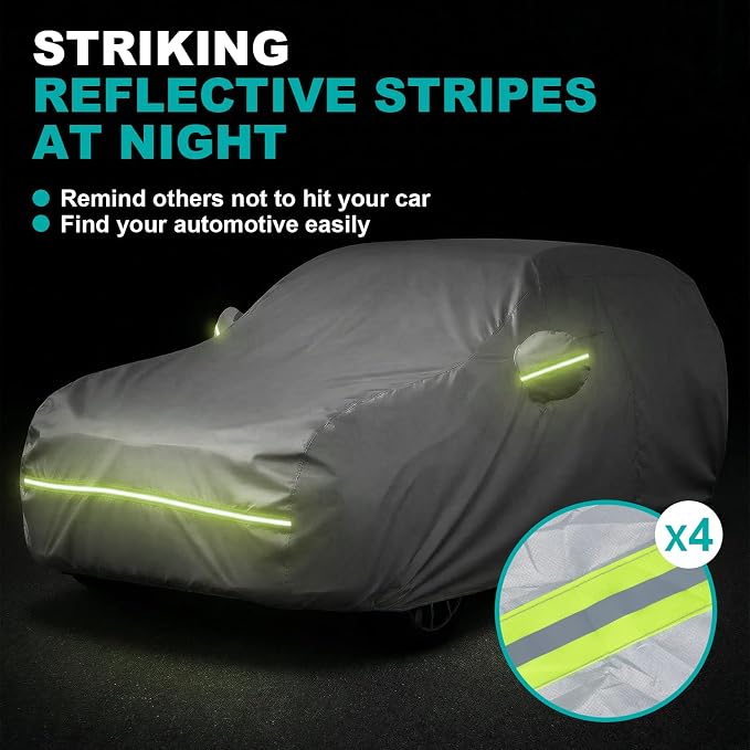 Favoto SUV Car Cover Waterproof All Weather Heavy Duty Car Cover | Outdoor Automatic Car Covers with Air Vent Sun Snow Dust UV Protection Tearproof Cover Universal Fit for SUV (191-201 in)