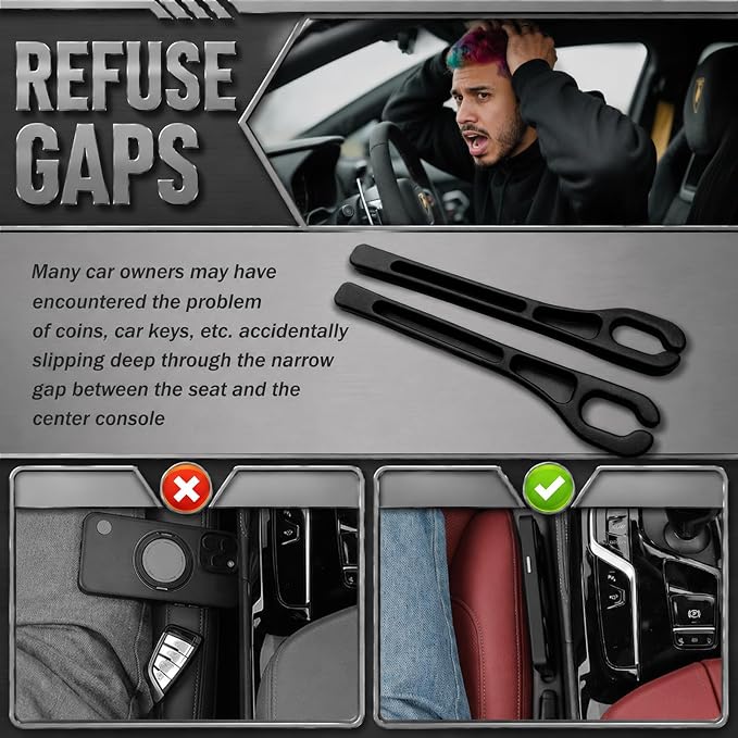 2PCS Car Seat Gap Filler Organizer | Multi-Functional Car Seat Gap Plug with 2 Storage Slots,Universal Cars Seats Gaps Fillers Strip for Avoid Items Falling