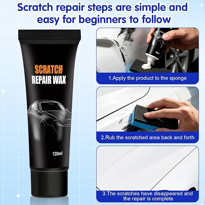 1pc Scratch Remover For Vehicles, 2026New Car Scratch Remover Wax,general car scratch repair wax, works on cars, trucks, SUV,includes wiping cloth and sponge (1 set)