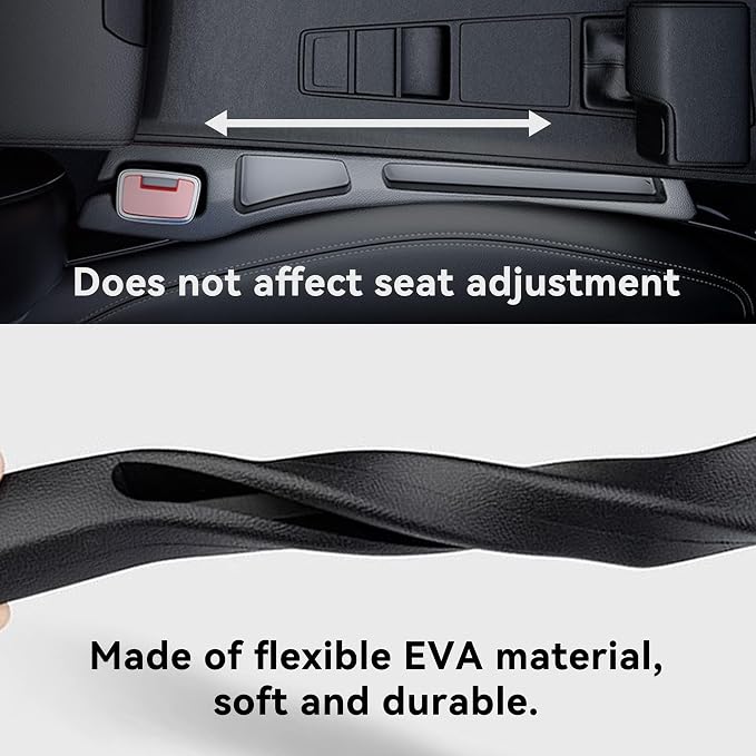 Car Seat Gap Filler Organizer, 2PCS Multifunctional Vehicle Fill Gap Blocker with Storage Slot Between Seat & Console, Anti-Drop Auto Interior Organization, Universal Fit (Black)