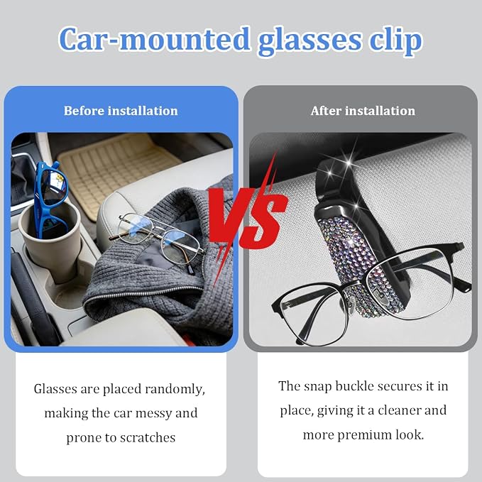 27PCS Bling Car Accessories Set for Women, 14.5-15" Rhinestone Steering Wheel Cover Cup Coaster, USB Charger Phone Holder Headrest Hook, Diamond Auto Interior Decor, Universal Fit (Multicolor)