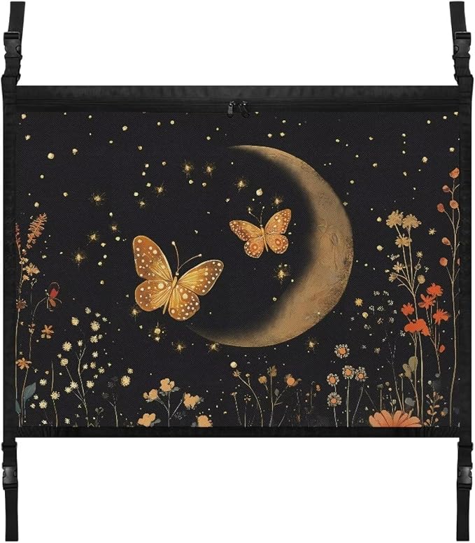 Dreaweet Moon Butterfly Flower Car Ceiling Cargo Net,Teal Car Ceiling Organizers and Storage Net Car Camping Accessories Interior Roof Cargo Net for SUV Mini Van Truck Sedan