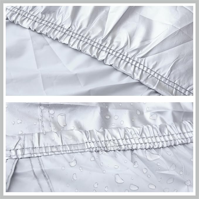 3XL Silver Tone 190T Car Cover Outdoor Weather Waterproof Scratch Rain Snow Heat Resistant W Mirror Pocket 490 x 180 x 160cm Replacement Car Parts