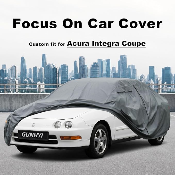 GUNHYI Premium Car Cover Custom Fit Acura Integra Coupe(1986-2001), 16 Layers Heavy Duty Car Cover Waterproof All Weather with Zipper Door for Sun Rain Snow Dust Uv Protection