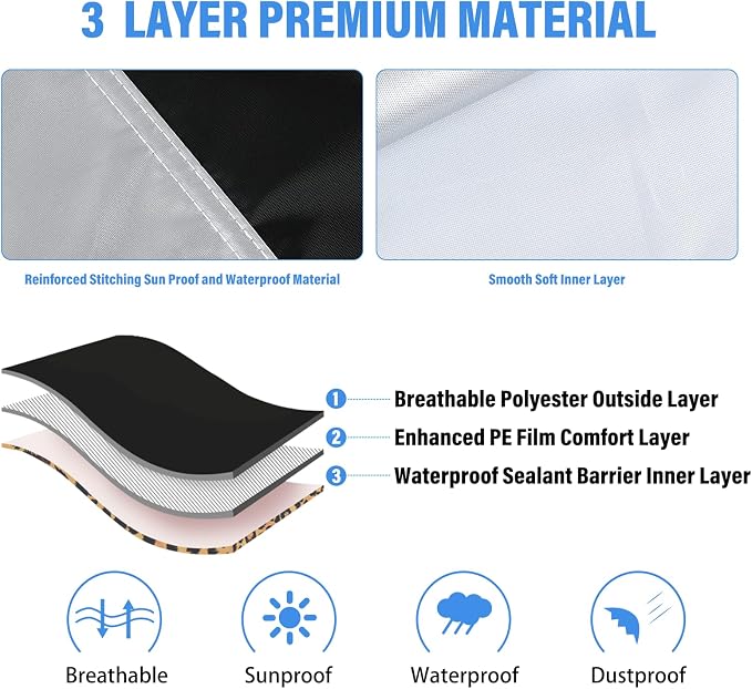 Car Cover Waterproof All Weather, Coverado Outdoor Full Car Covers with Invisible Zipper Mirror Pocket, Rain Sun UV Wind Protection Car Covers for Automobiles Universal Fit for Camaro,etc (183"-193")