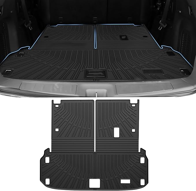 Pathfinder Cargo mat - Trunk Mat for Nissan Pathfinder 2013-2020/2014 Infiniti JX35/2014-2020 QX60, All Weather Trunk Mat & Backrest Mat for Pathfinder Accessories, Heavy Duty Rubber Mats