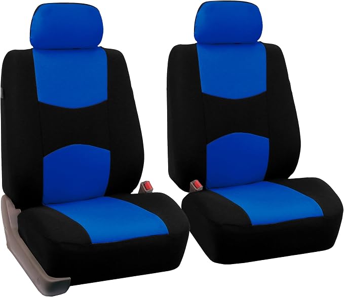 FH Group Car Seat Covers Front Set in Cloth-Car Seat Covers for Low Back Car Seats with Removable Headrest,Universal Fit,Automotive Seat Covers,Washable Car Seat Cover for SUV,Sedan, Van Blue