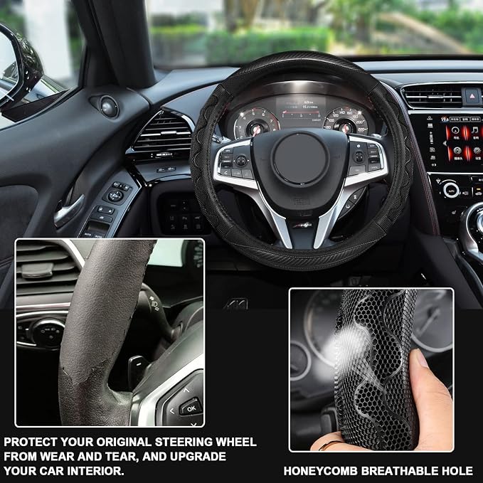 GIANT PANDA Steering Wheel Cover for Acura RDX and MDX, Car Steering Wheel Cover for Acura TLX and TL - Gray