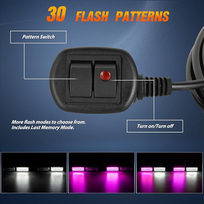 Nilight 40LED Purple White Emergency Strobe Traffic Advisor Light Bar with Suction Cups Dash Safety Warning Hazard Flashing Lights Interior Front/Rear Windshield for Trucks Construction Vehicles