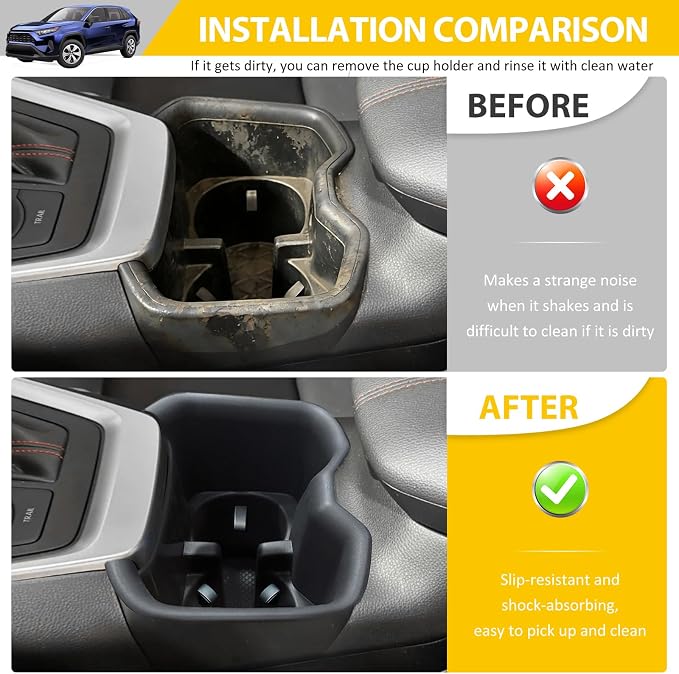 Cup Holder for 2022-2025 Toyota RAV4 Center Console Cup Holder Insert Cupholder Organizer Coaster Liner for 2022 2023 2024 2025 RAV4 Interior Accessories Black
