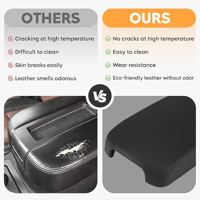 Aeagle Black Center Console Cover Armrest Lids w/Base for Nissan Altima 2013-2018, PU & ABS Plastic