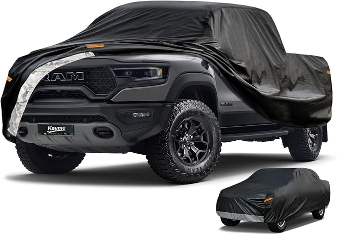 Kayme Truck Cover Waterproof All Weather, Heavy Duty Outdoor Pickup Cover Sun Uv Rain Protection, Universal Fit for Silverado, F-150 F-250 F-350, Nissan Titan etc.(Length Up to 239 inch)