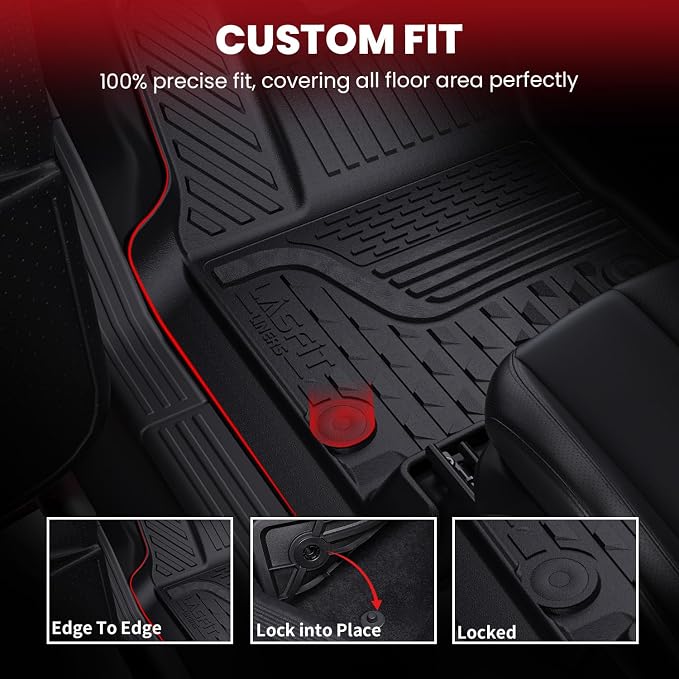 LASFIT Floor Mats for 2002-2008 Dodge Ram 1500 Quad Cab, 2003-2009 for 2500/3500 Bucket Seating, Not Fit Have 4X4 Shifter, All Weather TPE Custom Fit Car Mats Floor Liners 1st & 2nd Row, Black