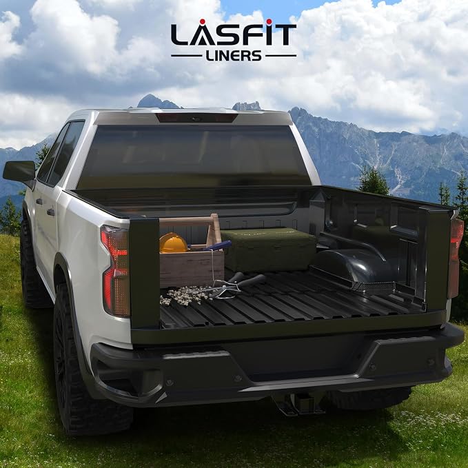 LASFIT Truck Bed Mat 2019-2026 for Chevrolet Chevy Silverado 1500 | GMC Sierra 1500 (Only Fit 8.2FT Bed), Bed Liner for Chevy Silverado GMC Sierra 1500, Not Fit Optional CarbonPro Bed