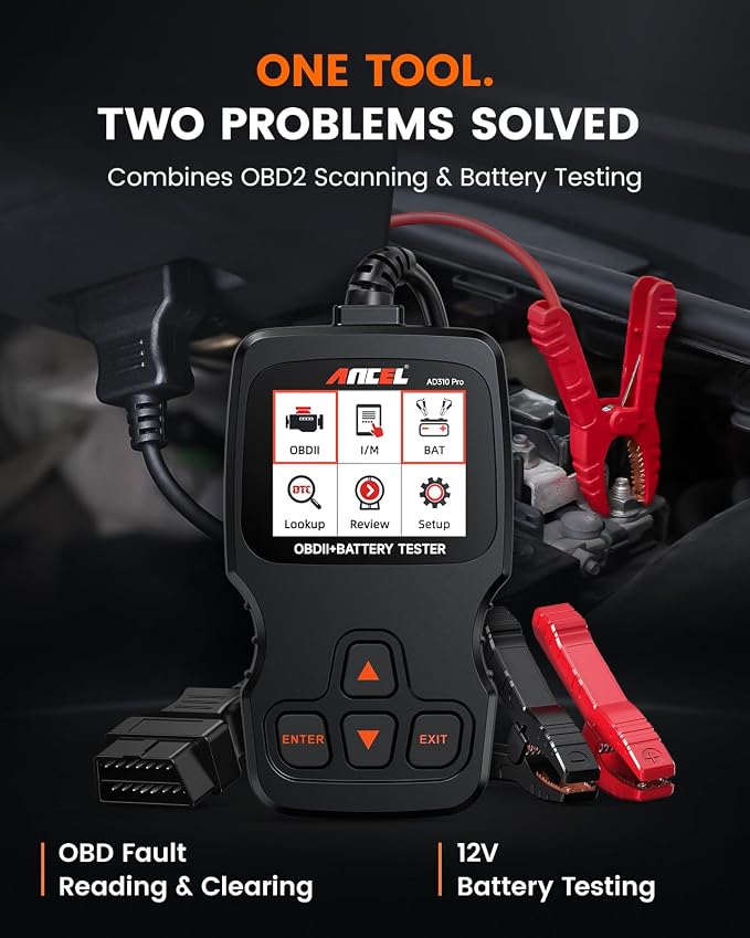 ANCEL AD310 Pro Bluetooth OBD2 Scanner with Battery Tester, Check Engine Light Code Reader & Car Diagnostic Tool, Read/Clear Codes, Live Data, Battery Health & Charging Test for 1996+ Vehicles