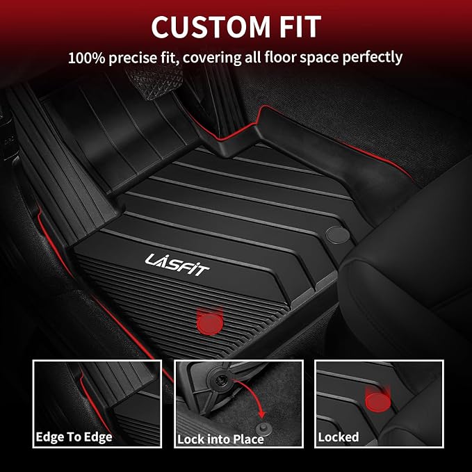 LASFIT Floor Mats for BMW 5 Series G30 2017-2023, Custom Fit TPE All Weather Car Liners 1st & 2nd Row Mat for BMW 530i, 530e, 540i, M550i xDrive, 540d xDrive, Black