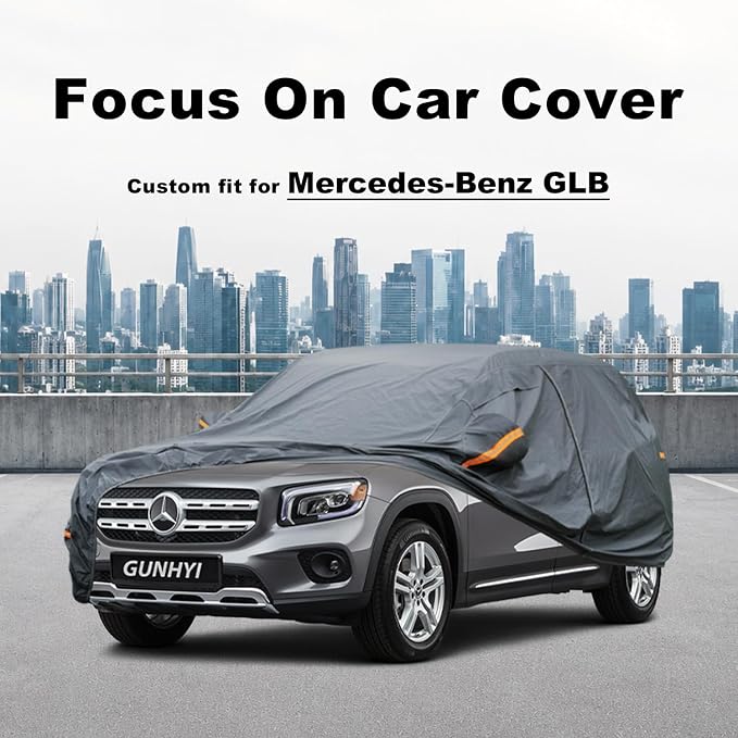 GUNHYI Premium Car Cover Custom Fit Mercedes-Benz GLB, 16 Layers Heavy Duty Car Cover Waterproof All Weather with Zipper Door for Sun Rain Snow Dust Uv Protection