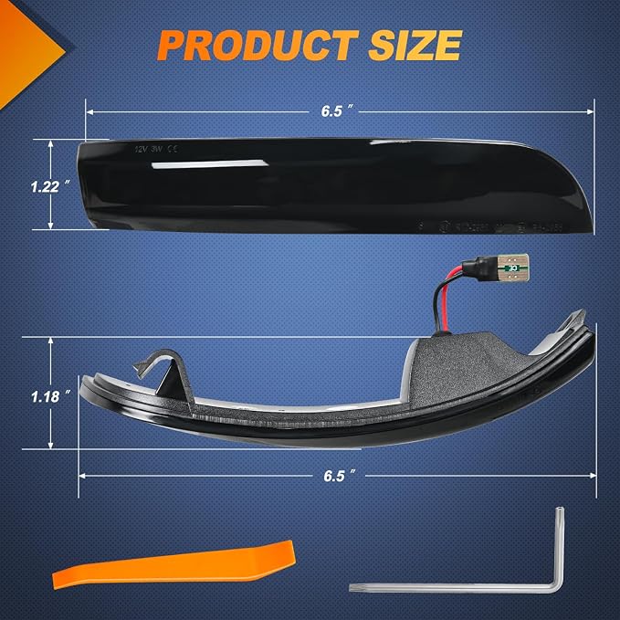 Nilight Side Mirror Marker Light Sequential Amber Left Right Turn Signal Lights Smoked Lens Plug and Play Compatible With 2012-2018 Ford Focus ST RS 2013-2018 Kuga Ecosport
