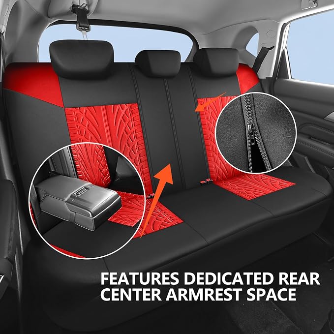 HChengkikz Car Seat Cover, Cloth and Washable (Black + Red) | Breathable, Airbag compatible, Easy to Install, Universal Fit for Most Cars, Sedans, Truck, SUVs