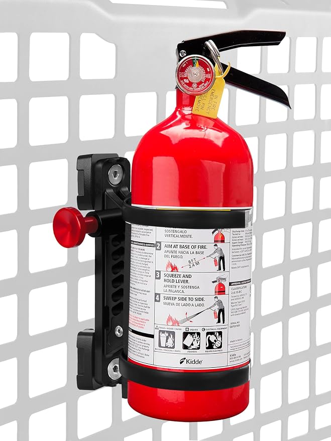 ZIDIYORUO MOLLE Panel Fire Extinguisher Mount Fits 1“-2" Panle Slot Holes | Quick Release Car Fire Extinguisher Bracket with Adjustable 4 Clamps for Vehicles Trucks Jeeps MOLLE Panle Accessories