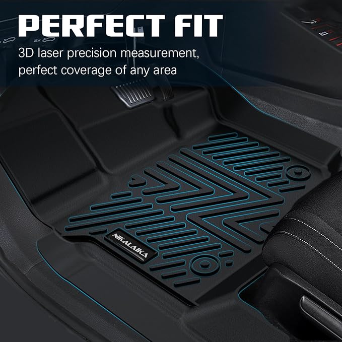 Floor Mats for Ford F150/F-150 2015-2024 2025 SuperCrew Cab (Includes 22-24 Lightning Models) All Weather Protection TPE Rubber Floor Liners Accessories, Odorless Anti-Slip, 1st & 2nd Row, Black