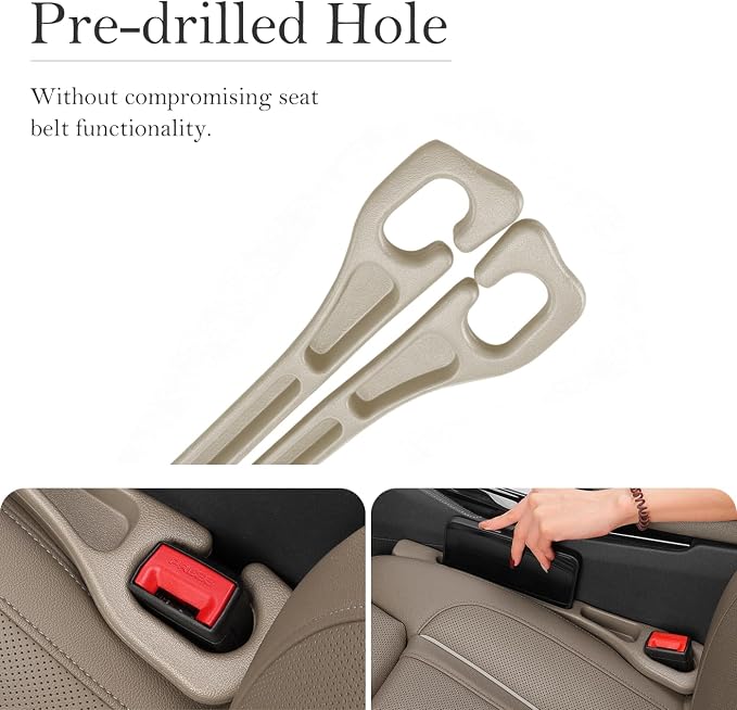 Car Seat Gap Filler 2-Pack, Universal Car Seat Gap Filler Organizer, Seat Gap Plug – Fills Gap Between Seat & Console (Beige)