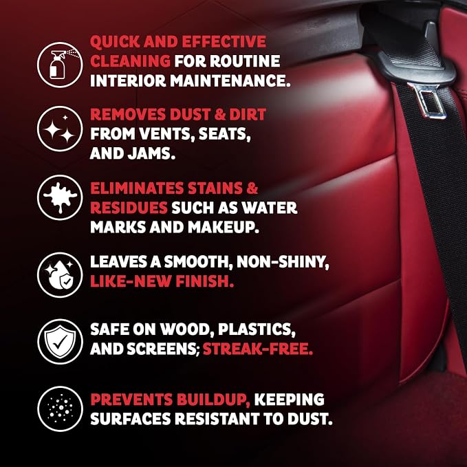 MAXL® Interior Car Cleaner Detailer Spray, NeverDust® Technology, 6 x 20 oz | Repels Dust, Wipes Oil, Residue with Matte Finish for Leather, Dash, Trim & Screens, Safe on All Surfaces