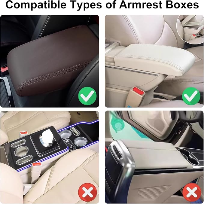 NBTEPEM Bling Car Center Console Cover, Leather Car Arm Rest Cover Cushion with 2 Storage Bags, Universal Auto Armrest Protector, Bling Accessories Interior for Most Vehicles(Champagne Diamond)