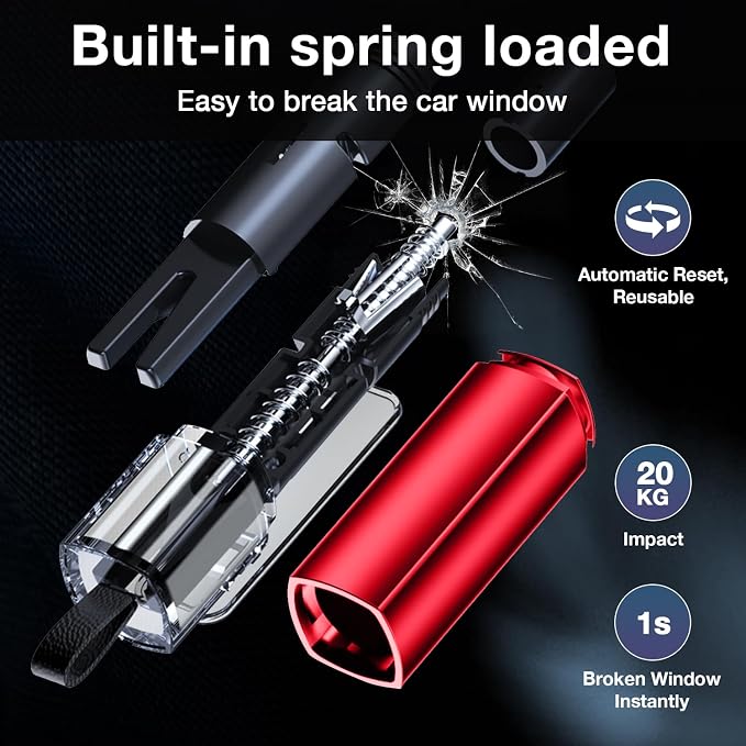 MOTORBUDDY Car Window Breaker Tool, 2-in-1 Window Breaker Seatbelt Cutter, Emergency Glass Breaker and Auto Escape Tool，Car Accessories