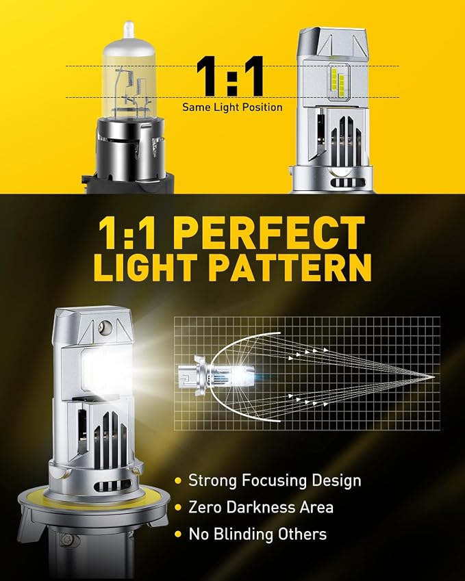 AUXITO H13 Bulbs, 900% Ultra-Bright 9008 Light, Direct Insert 5 Mins Installation, 60000Hrs Long Lifespan, No Flicker, 99% Compatibility, Pack of 2