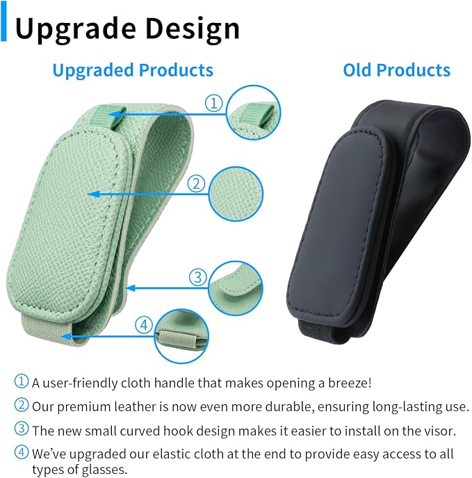 Yuoyar 2 Packs Magnetic Sunglass Holder for Car Visor (Green) | Magnetic Interior Car Accessories