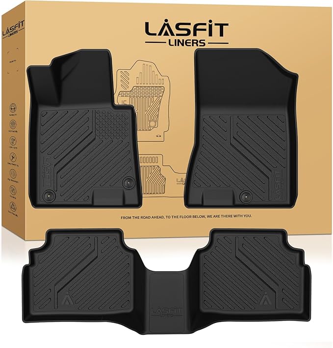 LASFIT Floor Mats for Mazda 3 2019-2026 All Weather TPE Custom Fit 2019 2020 2021 2022 2023 2024 2025 2026 Floor Liners Front & Rear Row Car Mats Accessories, Black