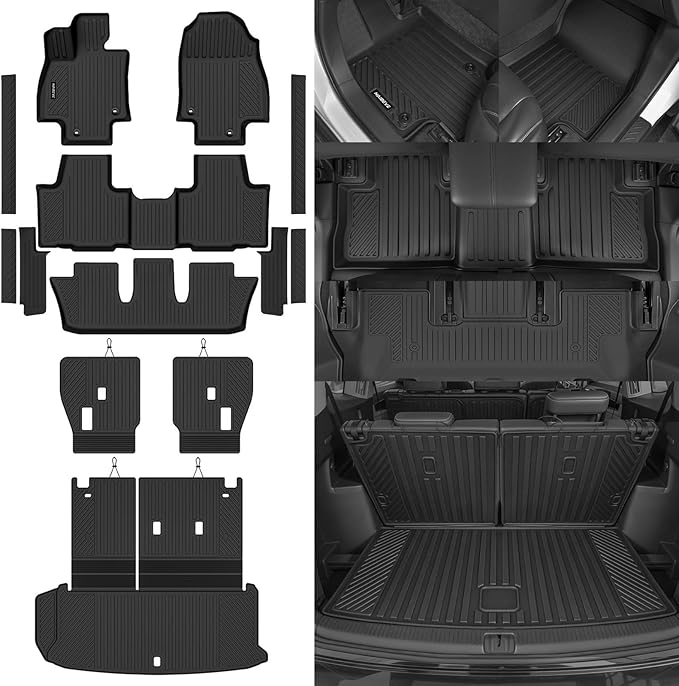 Naibeve Floor Mats for 2024-2026 Toyota Grand Highlander 7 Seats | All Weather Floor Mats, Cargo Mat, 2nd Row Backrest Mats, Backrest Mats, Door Sill Guards, 2nd Row Bucket Seats accessories