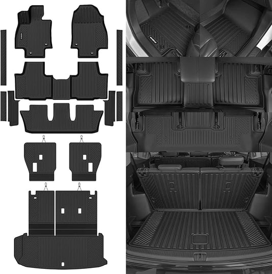 Naibeve Floor Mats for 2024-2026 Toyota Grand Highlander 7 Seats | All Weather Floor Mats, Cargo Mat, 2nd Row Backrest Mats, Backrest Mats, Door Sill Guards, 2nd Row Bucket Seats accessories