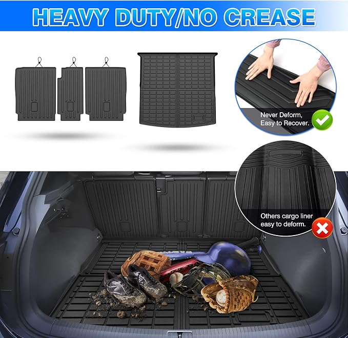 Cartist Cargo Mat Fit for Volkswagen VW Tiguan 5 Passenger 2018-2024 Trunk Mat with Backrest Mat Accessories TPE All Weather Anti-Slip
