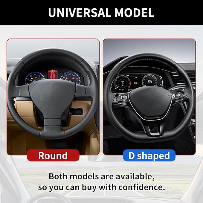 15 Inch Leather Steering Wheel Cover, Automotive Accessories Breathable Anti-Slip Elastic Soft Wheel Protector, Fit for Most SUVs Trucks and RVs (Black)
