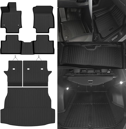 Custom Fit Floor Mats for Toyota RAV4 Gas 2019-2025(Not for Hybrid) | All Weather TPE Floor Liners with Trunk Mat & Backrest Protectors | Odorless Full Set Interior Accessories