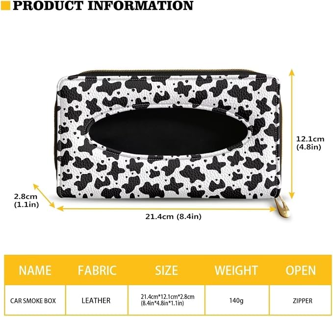 Cow Pattern Automotive Sun Visor Napkin Holder Leather Napkin Holder for Car Universal Sun Visor Tissue Holder Fits Most Cars